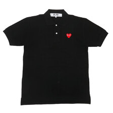 PLAY COMME des GARCONS MENS RED HEART POLO SHIRT BLACKxRED画像