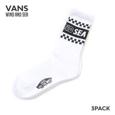 WIND AND SEA &times; VANS PILE CREW 3PACK SOCKS WHITE画像
