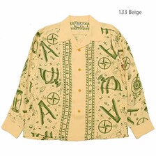 SUN SURF STORE LIMITED L/S RAYON HAWAIIAN SHIRT - NAVIGATION OF THE SEA - SS38810LS画像