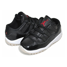 NIKE JORDAN 11 RETRO LOW (TD) 72-10 black/gym red-white-sail 505836-001画像