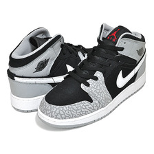 NIKE AIR JORDAN 1 MID SE (GS) black/university red-white DM6216-016画像