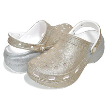 crocs CLASSIC PLATFORM OMBRE GLITTER CLOG WHITE/GOLD 207933-19B画像