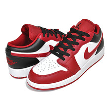 NIKE AIR JORDAN 1 LOW (GS) white/gym red-black 553560-163画像