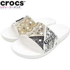 crocs CLASSIC CROCS BANDANA SLIDE Chai/White 208064-2E9画像