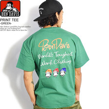 BEN DAVIS PRINT TEE -GREEN- BDZ2-0012画像