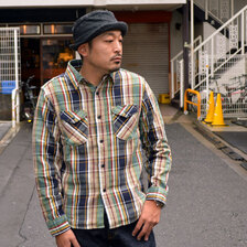 UES 先染ヘビーネルシャツ ネイビー 502253画像