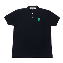PLAY COMME des GARCONS MENS GREEN HEART POLO SHIRT NAVYxGREEN画像