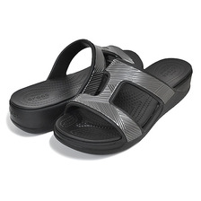 crocs MONTEREY METALLIC SLIP-ON WEDGE BLACK 207144-001画像