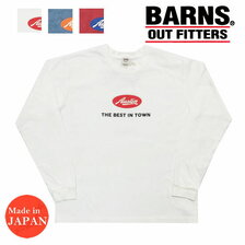 BARNS 長袖 クルーネック ヴィンテージライク プリント Tシャツ BR-22312画像