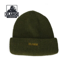 X-LARGE LOGO BASIC BEANIE OLIVE 101223051010画像