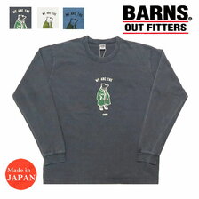 BARNS 長袖 クルーネック ヴィンテージライク プリント Tシャツ BR-22310画像