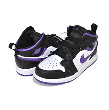 NIKE JORDAN 1 MID (TD) black/dark iris-white 640735-095画像