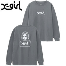 X-girl WASHED FACE LOGO L/S TEE CHARCOAL 105223011011画像