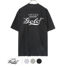 GOLD 14/- U.S. COTTON DAMAGE T-SHIRT 22B-GL79025画像