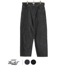 GOLD RECYCLED WASTE SUVIN COTTON YARN 11oz. DENIM 5POCKET TAPERED PANTS 22B-GL42331画像