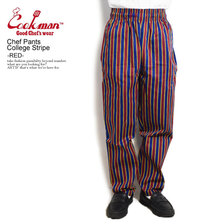 COOKMAN Chef Pants College Stripe -RED- 231-23850画像