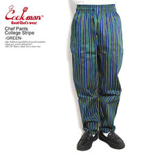 COOKMAN Chef Pants College Stripe -GREEN- 231-23849画像
