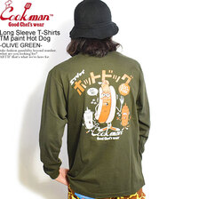 COOKMAN Long Sleeve T-Shirts TM paint Hot Dog -OLIVE GREEN- 231-23166画像