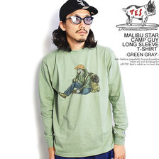 The Endless Summer TES MALIBU STAR CAMP GUY LONG SLEEVE T-SHIRT -GREEN GRAY- FH-2774340画像