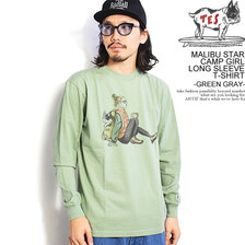 The Endless Summer TES MALIBU STAR CAMP GIRL LONG SLEEVE T-SHIRT -GREEN GRAY- FH-2774341画像