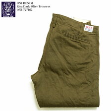 ONI DENIM 12oz Dark-Olive Trousers ONI-727DK画像
