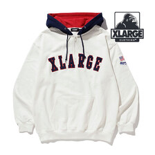 X-LARGE CONTRAST COLOR HALF ZIP HOODED SWEAT 101223012015画像