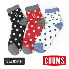 CHUMS 3P Booby Dots Crew Socks CH06-1098画像