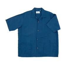 Workers Open Collar Shirt, Indigo Linen画像