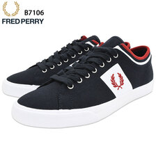 FRED PERRY UNDERSPIN TIPPED CUFF TWILL Navy/Winter Red B7106-608A画像