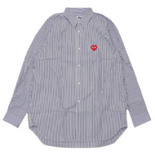 PLAY COMME des GARCONS &times; Invader Cotton Broad Stripe Shirt NAVYxWHITE画像