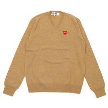 PLAY COMME des GARCONS x Invader V Neck Sweater CAMEL画像