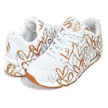SKECHERS UNO METALLIC LOVE WHITE/GOLD 155523-WTGD画像