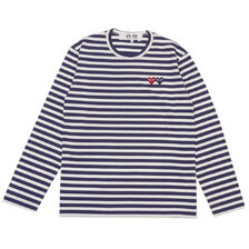 PLAY COMME des GARCONS MENS BORDER 2HEART L/S TEE画像