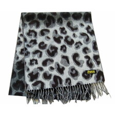 DAPPER'S LOT1590 Cashmink Scarf by V.FRAAS GRAY/BLACK Leopard Pattern画像