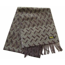 DAPPER'S LOT1590 Cashmink Scarf by V.FRAAS MOSS GREEN/CHARCOAL Chevron Stripe画像