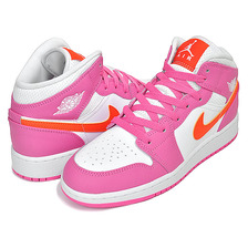 NIKE AIR JORDAN 1 MID (GS) pinksicle/safety orange-white DX3240-681画像
