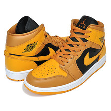 NIKE WMNS AIR JORDAN 1 MID chutney/taxi-black-white BQ6472-700画像