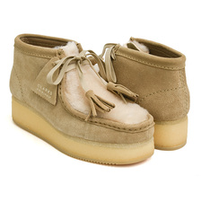 Clarks WOMENS WALLABEE WEDGE LIGHT TAN SUEDE 26163281画像