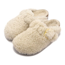 BIRKENSTOCK BOSTON BIG BUCKLE TEDDY RIVET Eggshell FUR 1025664画像