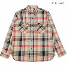 SUGAR CANE FICTION ROMANCE - TOP GRAY CHECK - L/S WORK SHIRTS - with MARBLE BUTTON - SC28963画像