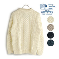 Kerry Woollen Mills ARAN CABLE CREW NECK SWEATER KW-0001画像