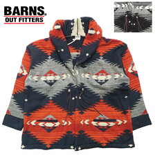 BARNS ネイティブ柄ウールジャガードカーディガン BR22351画像