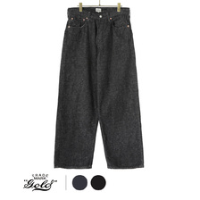 GOLD RECYCLED WASTE SUVIN COTTON YARN 11oz. DENIM 5POCKET WIDE PANTS 22B-GL42320画像