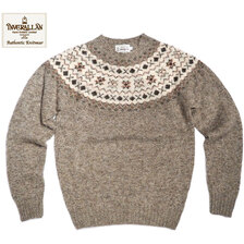 INVERALLAN #113021 SAGGY DOG NORDICK FAIRISLE YOKE SHETLAND SWEATER mushroom画像
