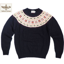 INVERALLAN 113021 SAGGY DOG NORDICK FAIRISLE YOKE SHETLAND SWEATER navy画像
