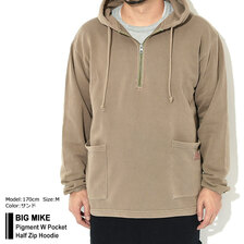 BIG MIKE Pigment W Pocket Half Zip Hoodie 102238005画像