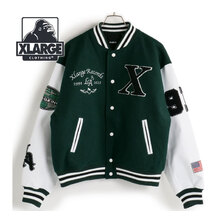 X-LARGE OG LOGO VARSITY JACKET GREEN 101224021007画像