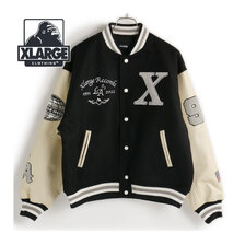 X-LARGE OG LOGO VARSITY JACKET BLACK 101224021007画像