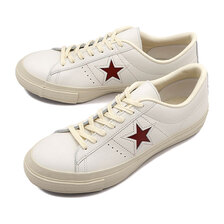 CONVERSE ONE STAR J EB LEATHER WHITE/CRIMSON RED 35200470画像