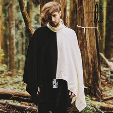 NO ID. BLACK 3WAYニットZIPポンチョ 452010-358K画像